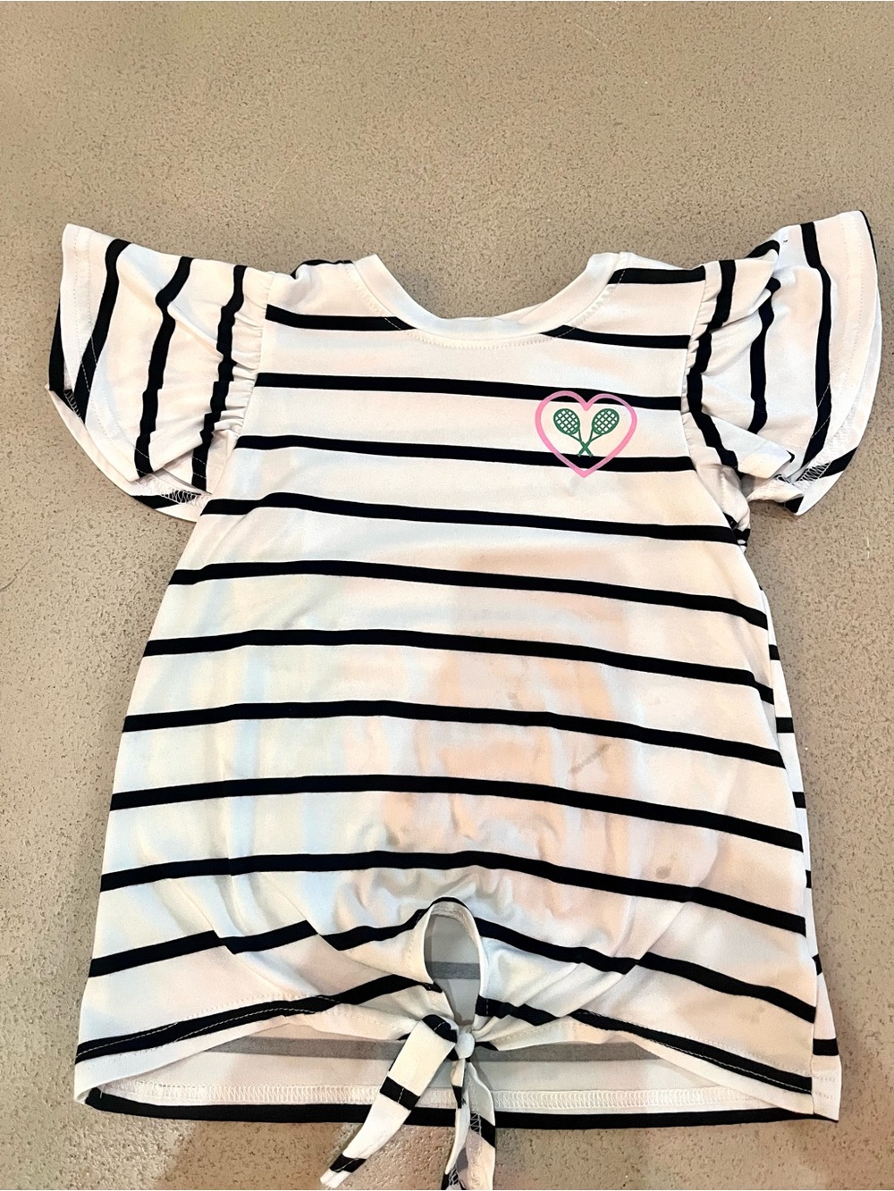 Lemon Striped Tie-Front Top in White and Black